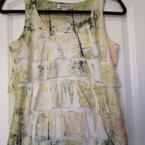 ColdWater Creek Yellow, Black and White Abstract Summer Tee, size XS - Picture 6 of 10